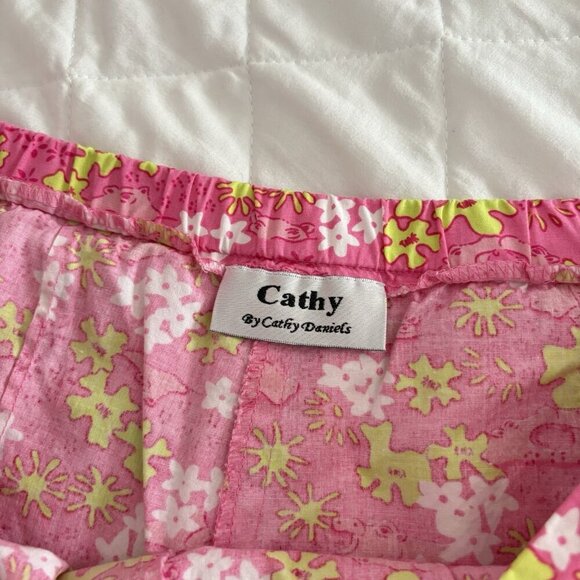 Vintage 90s Y2K Cathy Daniels Skort Skirt Womens Pink Green Hippo Floral Golf - Picture 3 of 8